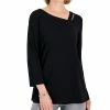 JM Collection Women's Asymmetrical-Neck Lattice-Trim Top, Created For Macy's 2 JM Collection Women's Asymmetrical-Neck Lattice-Trim Top, Created For Macy's -Clothing Shop 22718886 fpx