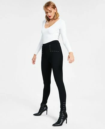 Bar III Women's Studded Waist Detail Pull-On Leggings, Created For Macy's 5 Bar III Women's Studded Waist Detail Pull-On Leggings, Created For Macy's - Image 3