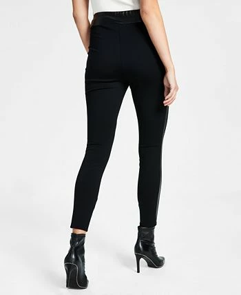 Bar III Women's Faux Leather Trim Pull-On Leggings, Created For Macy's 4 Bar III Women's Faux Leather Trim Pull-On Leggings, Created For Macy's - Image 2