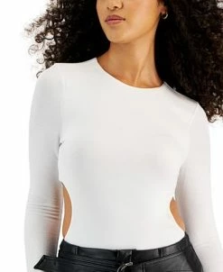 Bar III Women's Cut-Out Long-Sleeve Thong Bodysuit, Created For Macy's -Clothing Shop 22725579 fpx