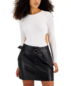 Bar III Women's Cut-Out Long-Sleeve Thong Bodysuit, Created For Macy's -Clothing Shop 22725580 fpx