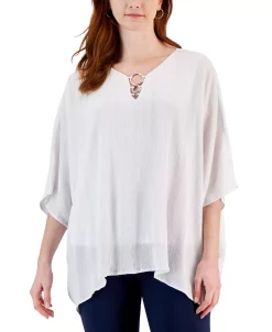 JM Collection Women's Lurex O-Ring Poncho, Created For Macy's -Clothing Shop 22779090 fpx