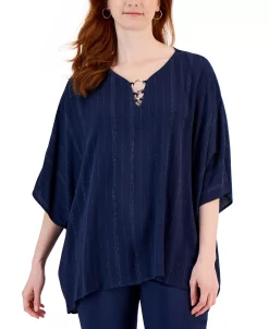 JM Collection Women's Lurex O-Ring Poncho, Created For Macy's -Clothing Shop 22779094 fpx