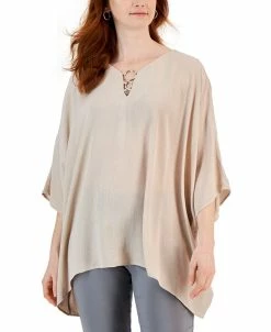 JM Collection Women's Lurex O-Ring Poncho, Created For Macy's