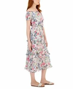 INC International Concepts Women's Floral Print Off-The-Shoulder Maxi Dress, Created For Macy's -Clothing Shop 22779656 fpx