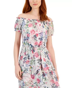 INC International Concepts Women's Floral Print Off-The-Shoulder Maxi Dress, Created For Macy's -Clothing Shop 22779658 fpx