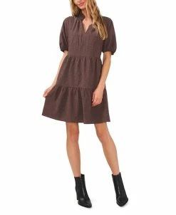 CeCe Women's Cotton Check Babydoll Dress