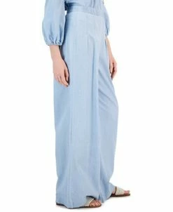 INC International Concepts Women's Chambray Ultra High-Rise Wide-Leg Pants, Created For Macy's -Clothing Shop 22783640 fpx