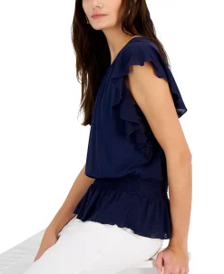 INC International Concepts Women's Flutter-Sleeve Peplum Top, Created For Macy's -Clothing Shop 22784045 fpx