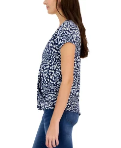 INC International Concepts Women's Printed Draped Surplice Top, Created For Macy's -Clothing Shop 22784049 fpx