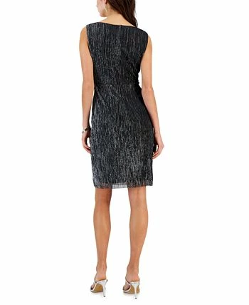 Connected Women's V-Neck Twist-Front Metallic-Jersey Dress 4 Connected Women's V-Neck Twist-Front Metallic-Jersey Dress - Image 2