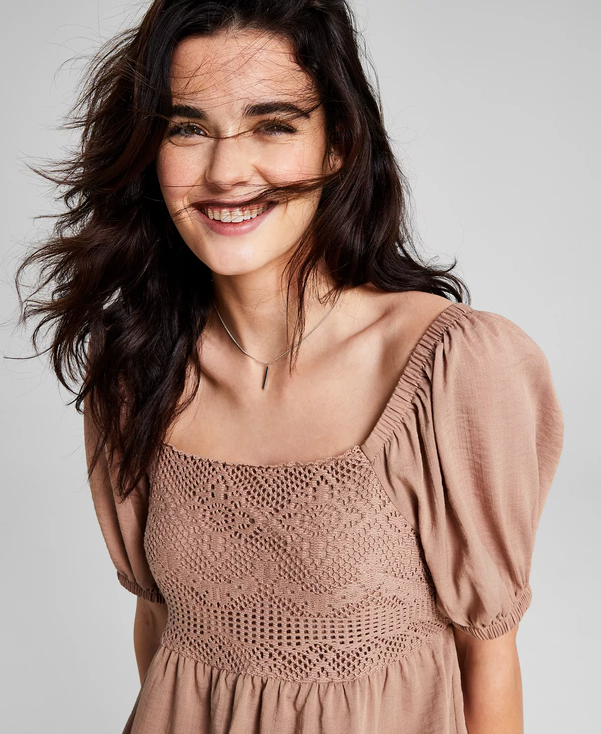 And Now This Women's Square-Neck Crochet Mini Dress 5 And Now This Women's Square-Neck Crochet Mini Dress - Image 3