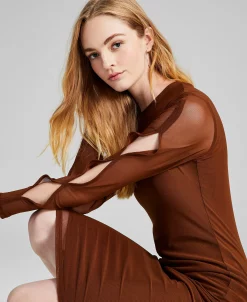 And Now This Women's Cutout-Long-Sleeve Midi Dress 7 And Now This Women's Cutout-Long-Sleeve Midi Dress -Clothing Shop 22793488 fpx