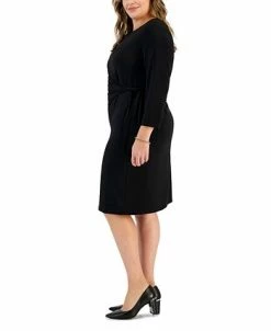 Kasper Plus Size Anise Faux-Wrap 3/4-Sleeve Dress 9 Kasper Plus Size Anise Faux-Wrap 3/4-Sleeve Dress -Clothing Shop 22794450 fpx
