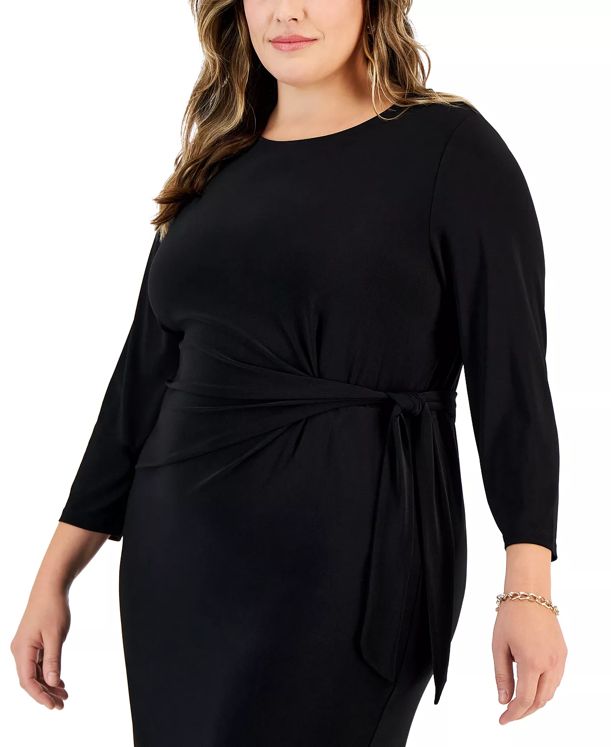 Kasper Plus Size Anise Faux-Wrap 3/4-Sleeve Dress 6 Kasper Plus Size Anise Faux-Wrap 3/4-Sleeve Dress - Image 4