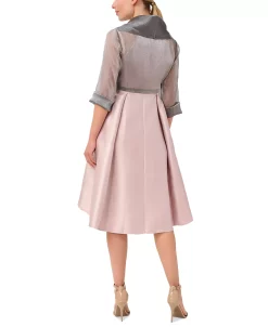 Adrianna Papell Women's Elbow-Sleeve Tie-Front Cover-Up 8 Adrianna Papell Women's Elbow-Sleeve Tie-Front Cover-Up -Clothing Shop 22800940 fpx