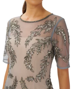 Papell Studio Women's Beaded-Mesh Short-Sleeve Gown 8 Papell Studio Women's Beaded-Mesh Short-Sleeve Gown -Clothing Shop 22801486 fpx