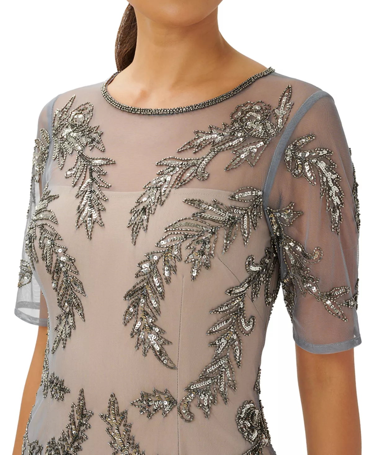 Papell Studio Women's Beaded-Mesh Short-Sleeve Gown 5 Papell Studio Women's Beaded-Mesh Short-Sleeve Gown - Image 3