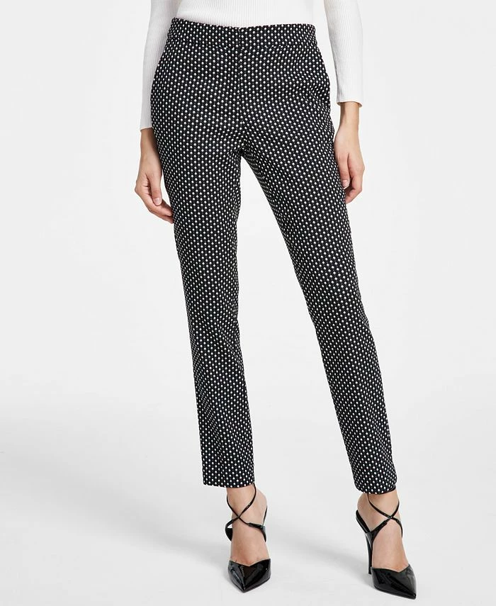 Bar III Women's Mid-Rise Jacquard Ankle Pants, Created For Macy's 3 Bar III Women's Mid-Rise Jacquard Ankle Pants, Created For Macy's