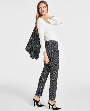 Bar III Women's Mid-Rise Jacquard Ankle Pants, Created For Macy's 5 Bar III Women's Mid-Rise Jacquard Ankle Pants, Created For Macy's - Image 3