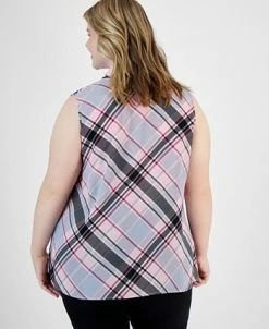 Bar III Plus Size Button-Front Sleeveless Top, Created For Macy's -Clothing Shop 22803294 fpx