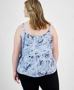 Bar III Plus Size Marble Swirl Scoop-Neck Camisole, Created For Macy's -Clothing Shop 22803307 fpx