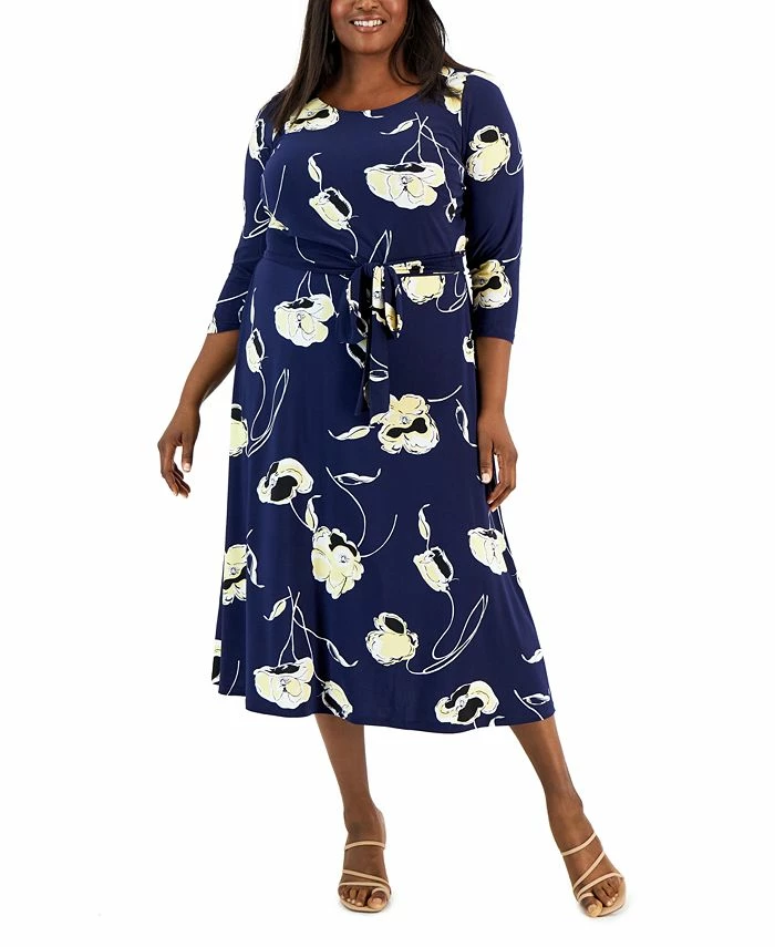 Kasper Plus Size Fit & Flare Boat-Neck Dress 3 Kasper Plus Size Fit & Flare Boat-Neck Dress