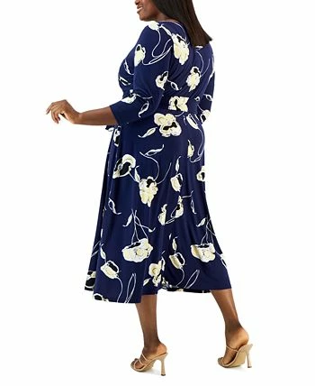 Kasper Plus Size Fit & Flare Boat-Neck Dress 4 Kasper Plus Size Fit & Flare Boat-Neck Dress - Image 2