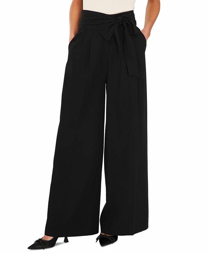 CeCe Women's Tie High-Waist Pleated Wide-Leg Trousers 3 CeCe Women's Tie High-Waist Pleated Wide-Leg Trousers