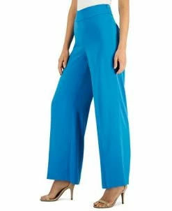 Anne Klein Montreal Satin High-Rise Side-Zip Wide-Leg Pants -Clothing Shop 22837423 fpx