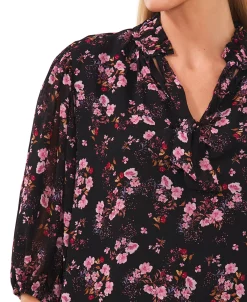 CeCe Women's Ruffled Tie-Neck Balloon-Sleeve Blouse -Clothing Shop 22838440 fpx