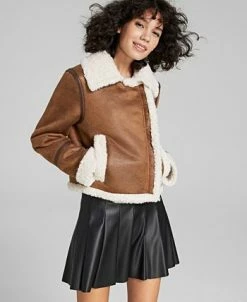 Sam Edelman Women's Faux-Shearling Moto Coat -Clothing Shop 22851271 fpx