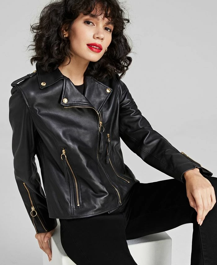 Sam Edelman Women's Leather Moto Jacket 6 Sam Edelman Women's Leather Moto Jacket - Image 4