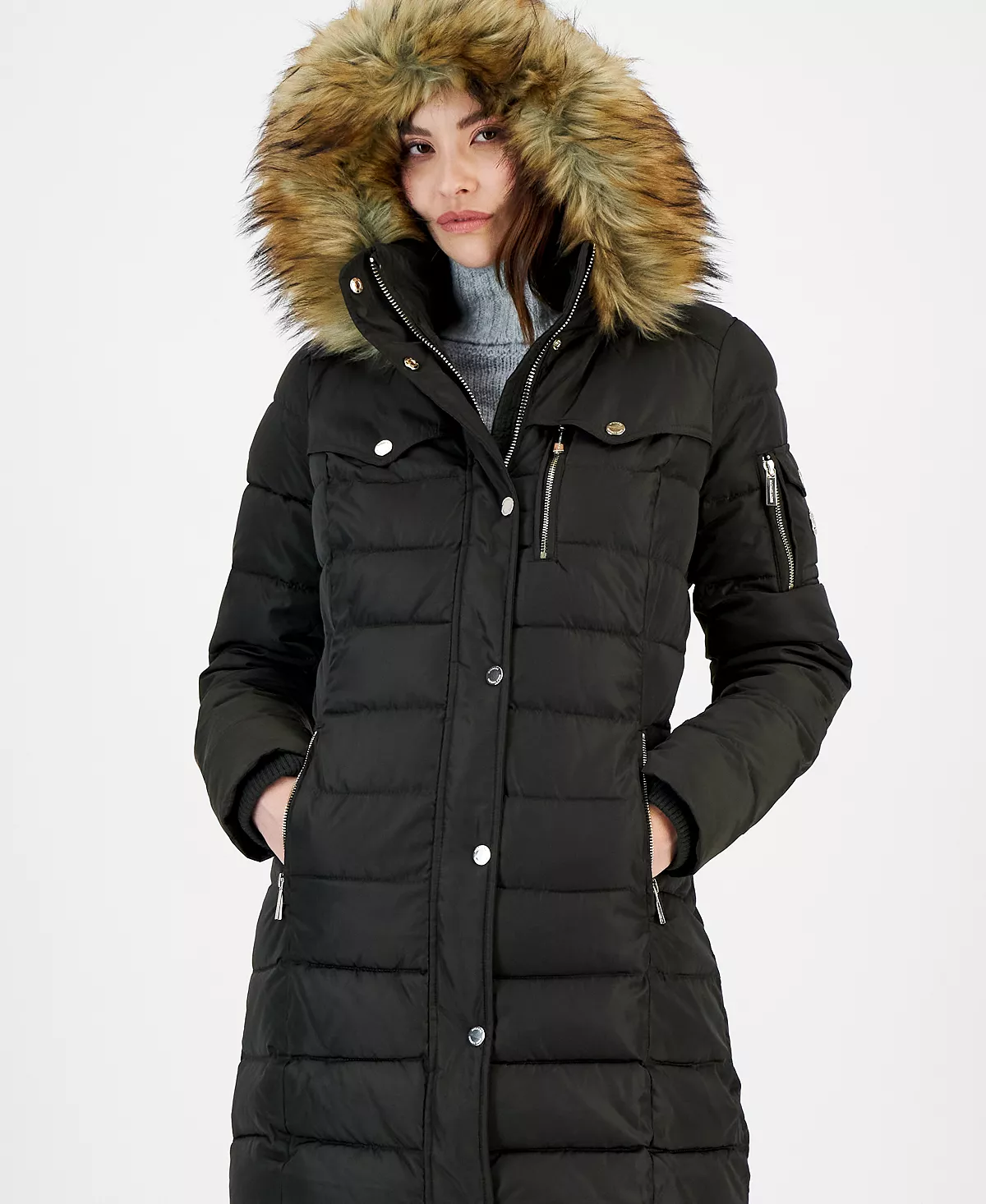 Michael Kors Women's Faux-Fur-Trim Hooded Puffer Coat, Created For Macy's 6 Michael Kors Women's Faux-Fur-Trim Hooded Puffer Coat, Created For Macy's - Image 4