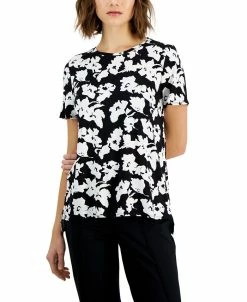 Alfani Women's Printed Crewneck T-Shirt, Created For Macy's