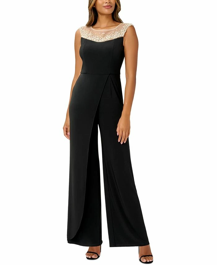 Adrianna Papell Women's Embellished Overlay Jumpsuit 3 Adrianna Papell Women's Embellished Overlay Jumpsuit