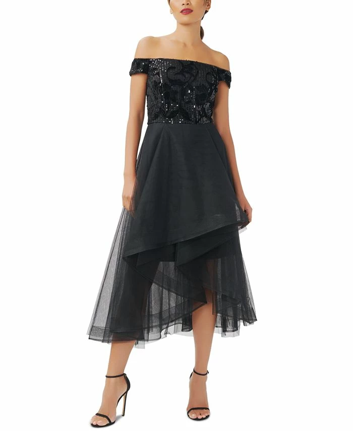 Adrianna Papell Women's Off-The-Shoulder Midi Dress 3 Adrianna Papell Women's Off-The-Shoulder Midi Dress