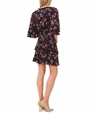 CeCe Women's Floral-Print Balloon-Sleeve Ruffled A-Line Dress 4 CeCe Women's Floral-Print Balloon-Sleeve Ruffled A-Line Dress - Image 2
