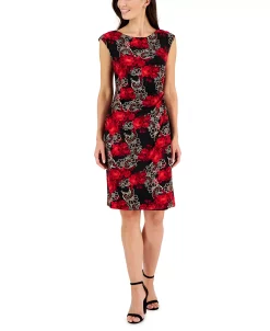 Connected Women's Printed Ruched Sheath Dress