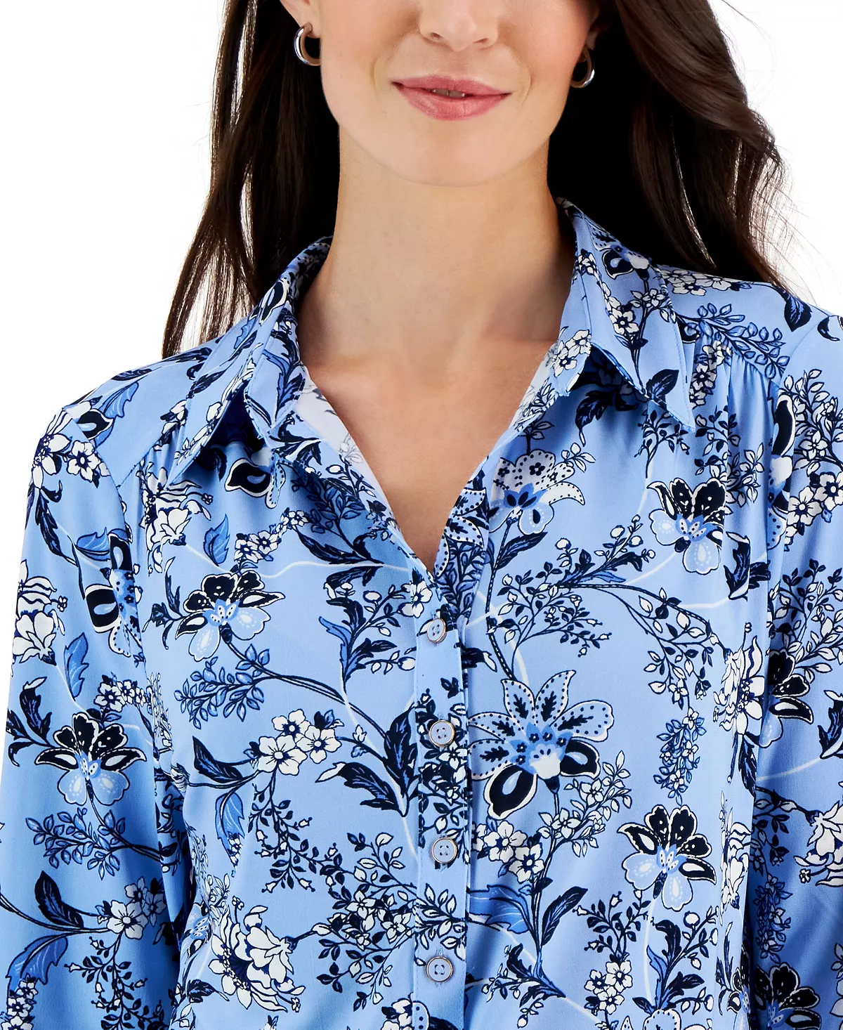 Charter Club Women's Floral Paisley Polo Top, Created For Macy's 4 Charter Club Women's Floral Paisley Polo Top, Created For Macy's - Image 2