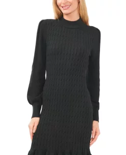 CeCe Women's Cable Knit Mock Neck Sweater Dress -Clothing Shop 22938529 fpx