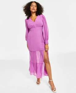 Bar III Women's V-Neck Slit Maxi Dress, Created For Macy's