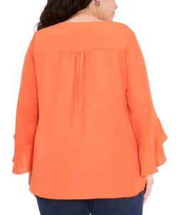 Vince Camuto Plus Size Flutter-Sleeve Crossover-Hem Top -Clothing Shop 22946993 fpx
