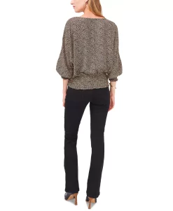 Vince Camuto Printed Smocked-Hem Peasant Top -Clothing Shop 22947816 fpx