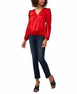 Vince Camuto Women's Puff-Shoulder Faux-Wrap Top -Clothing Shop 22947871 fpx