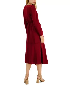 INC International Concepts Women's V-Neck Faux Wrap Dress, Created For Macy's -Clothing Shop 22966381 fpx