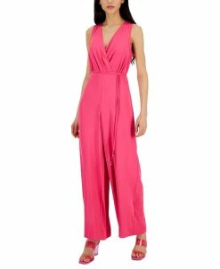 INC International Concepts Women's Surplice-Neck Tie-Waist Jumpsuit, Created For Macy's