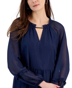 INC International Concepts Women's Metallic-Striped Chiffon Minidress, Created For Macy's -Clothing Shop 22981631 fpx