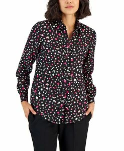 Anne Klein Women's Printed Button-Front Blouse