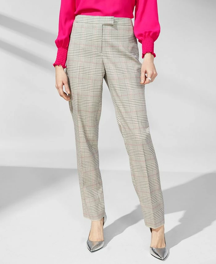 Anne Klein Women's Extended-Tab Straight-Leg Plaid Pants 3 Anne Klein Women's Extended-Tab Straight-Leg Plaid Pants